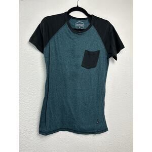 Dikotomy Mens Shirt M Dark Teal Black Pocket Casual Short Sleeve Tee Grunge Edgy